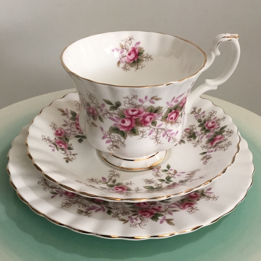 Vintage Royal Albert Lavender Rose trio, teacup, saucer, cake plate